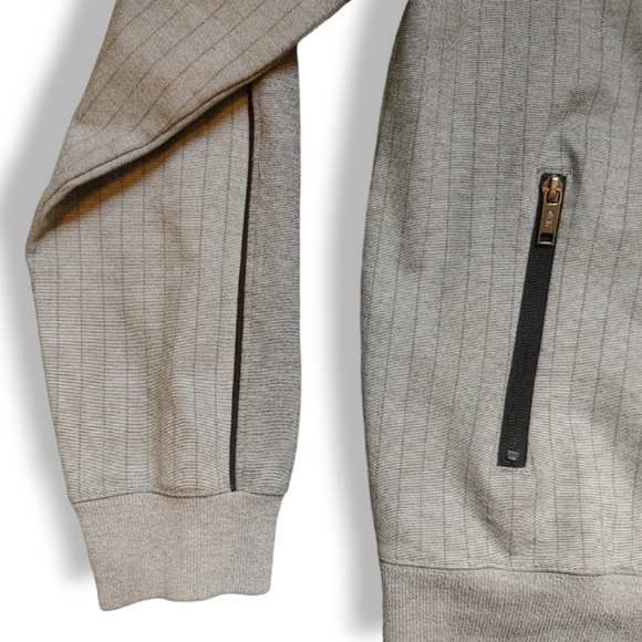DKNY - Men's Lightweight Grey Pinstripe Zip Up Casual Jacket Coat - Picture 2 of 9